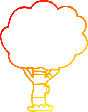 Bir insan tarafından çizilmiş bir çizgi film ağacının sıcak gradyan çizimi