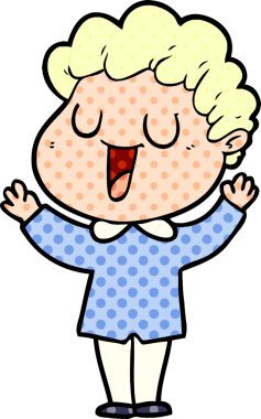 Bir insan tarafından çizilmiş gülen karikatür adam.