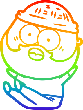 Gökkuşağı gradyan çizgi çizimi bir insan tarafından çizilmiş sakallı bir adamın