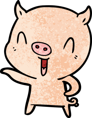 Bir insan tarafından çizilmiş mutlu çizgi film domuzu.