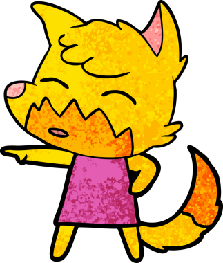 Bir insan tarafından çizilmiş tilki çizgi film karakteri