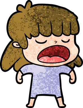 Çizgi filmdeki kadın bir insan tarafından yüksek sesle çizilmiş.