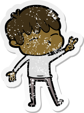 Bir insan tarafından çizilmiş sıkıntılı bir karikatür çıkartması.