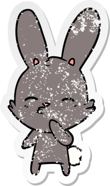 Bir insan tarafından çizilmiş garip bir tavşan çizgi filminin sıkıntılı çıkartması.