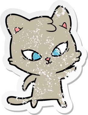 Bir insan tarafından çizilmiş şirin bir çizgi film kedisinin sıkıntılı çıkartması.