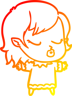 Bir insan tarafından çizilmiş sevimli bir vampir kız çizgi çizimi.