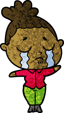 Bir insan tarafından çizilmiş ağlayan kadın çizgi filmi.