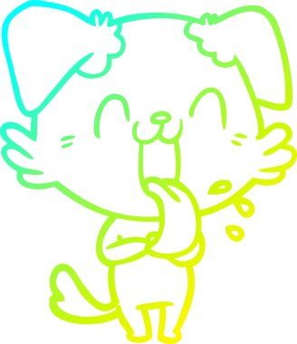 Bir insan tarafından çizilmiş soluyan bir köpeğin soğuk eğimli çizgisi.