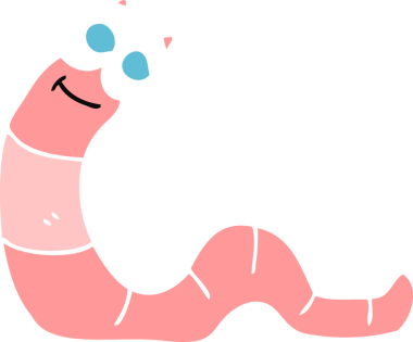 Bir insan tarafından çizilmiş solucanın düz renk çizimi