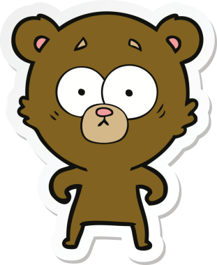 Bir insan tarafından çizilmiş şaşırmış bir ayı çizgi filminin çıkartması.