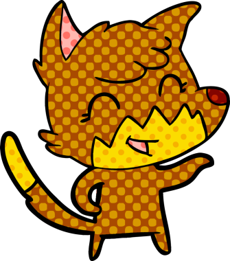 Bir insan tarafından çizilmiş tilki çizgi film karakteri