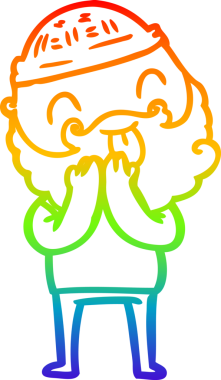 Gökkuşağı gradyan çizgisi sakallı bir adamın bir insan tarafından çizilmiş dili.