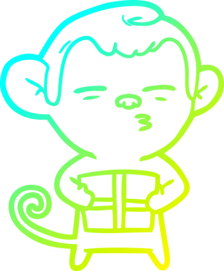 Soğuk gradyan çizgi çizimi, bir insan tarafından çizilmiş şüpheli maymun çizimi.