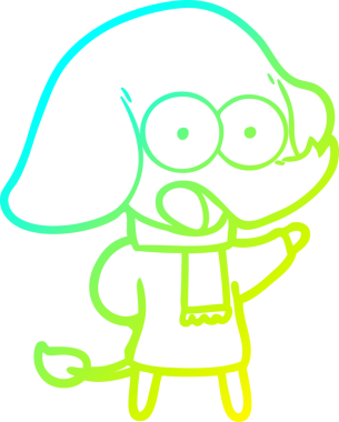 Bir insan tarafından çizilmiş şirin bir filin soğuk gradyan çizgisi