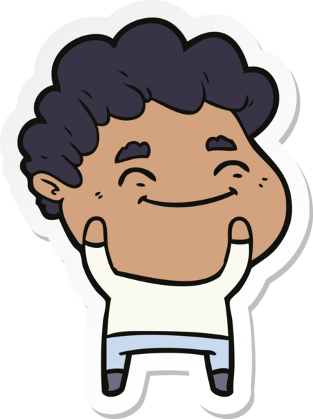 Bir insan tarafından çizilmiş, karikatür dostu bir adamın çıkartması.