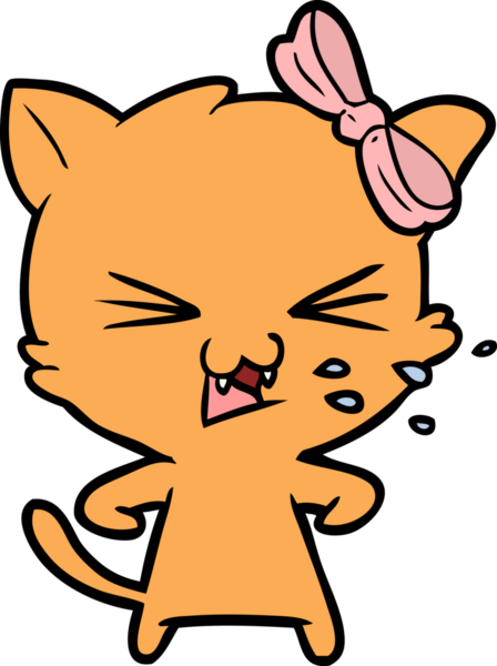 Bir insan tarafından çizilmiş çizgi film kedisi.