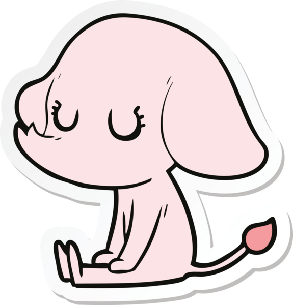 Bir insan tarafından çizilmiş şirin bir fil çıkartması.