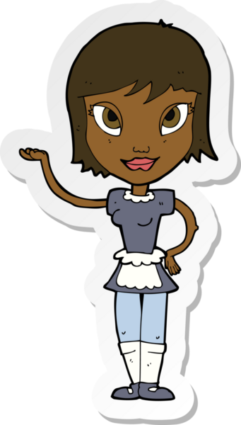 Bir insan tarafından çizilmiş çizgi film hizmetçisinin çıkartması.