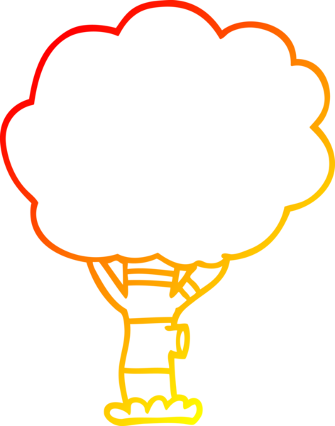 Bir insan tarafından çizilmiş bir çizgi film ağacının sıcak gradyan çizimi