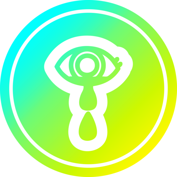 Ağlayan göz yuvarlak simgesi ve bir insan tarafından çizilen havalı gradyan bitiş.