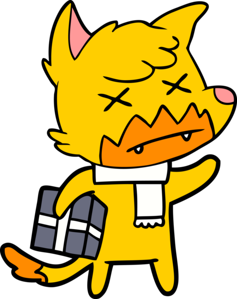 Bir insan tarafından çizilmiş tilki çizgi film karakteri.