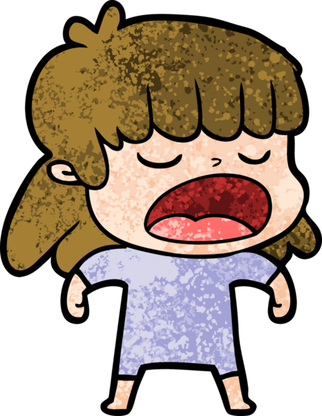 Çizgi filmdeki kadın bir insan tarafından yüksek sesle çizilmiş.