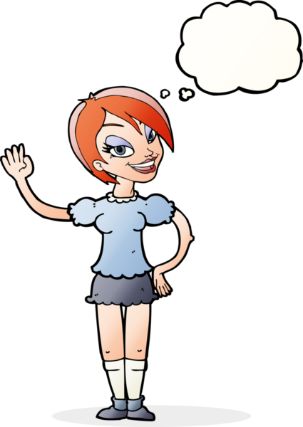 Bir insan tarafından çizilmiş düşünce balonlu bir kadın.