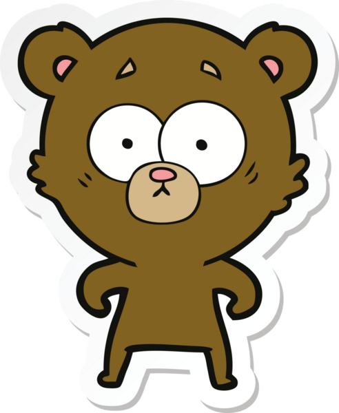 Bir insan tarafından çizilmiş şaşırmış bir ayı çizgi filminin çıkartması.