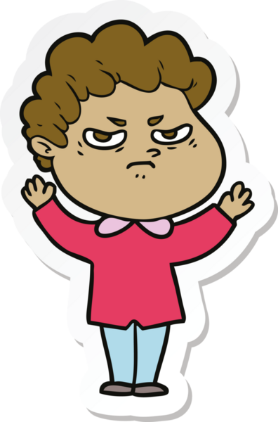 Bir insan tarafından çizilmiş kızgın bir adamın çıkartması.