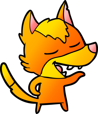 Bir insan tarafından çizilmiş tilki çizgi film karakteri