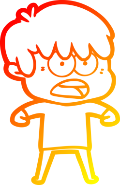 Bir insan tarafından çizilmiş endişeli bir çizgi film çocuğu çizimi.