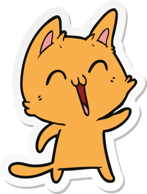 Bir insan tarafından miyavlanan mutlu çizgi film kedisinin çıkartması.