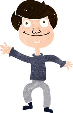 Bir insan tarafından çizilmiş mutlu bir adam.