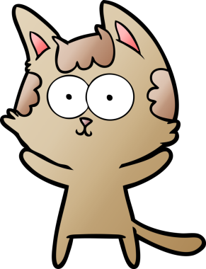 Bir insan tarafından çizilmiş mutlu çizgi film kedisi.