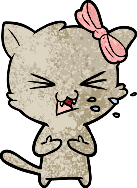 Bir insan tarafından çizilmiş çizgi film kedisi.