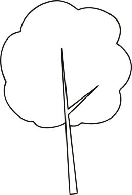 Bir insan tarafından çizilmiş garip çizgi film ağacı.