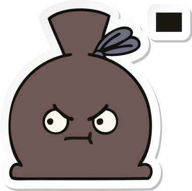 Bir insan tarafından çizilmiş şirin bir karikatür çuvalı.