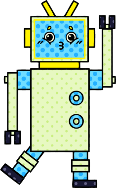 bir insan tarafından çizilmiş bir robotun çizgi roman tarzı