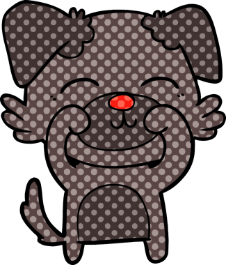 Bir insan tarafından çizilmiş çizgi film köpeği.