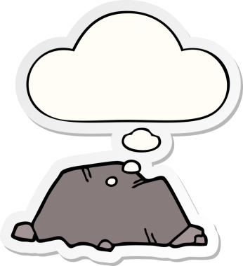 Düşünce baloncuğu insan tarafından çizilmiş bir çıkartma olan karikatür rock.