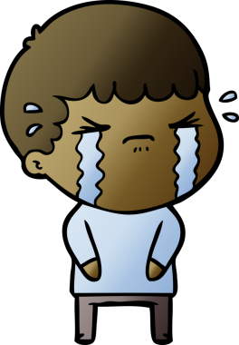 Bir insan tarafından çizilmiş ağlayan çizgi film adamı.