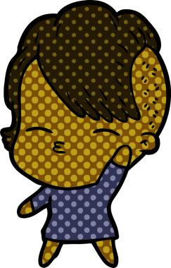 Bir insan tarafından çizilmiş şaşı çizgi film kızı.