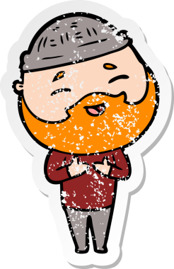 Bir insan tarafından çizilmiş mutlu sakallı bir adamın sıkıntılı çıkartması.