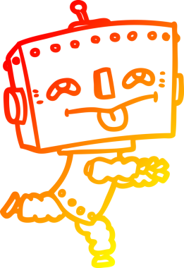 Bir insan tarafından çizilen çizgi film robotunun sıcak çizgi çizimi