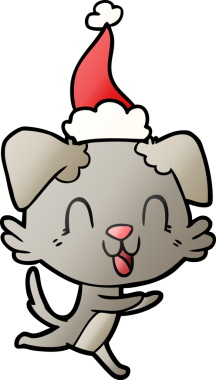 Bir insan tarafından çizilmiş Noel Baba şapkası takan bir köpeğin gradyan çizimi.