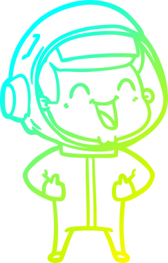 Bir insan tarafından çizilmiş mutlu bir astronotun soğuk gradyan çizimi.