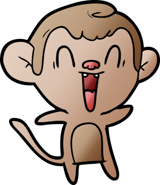 Bir insan tarafından çizilmiş gülen maymun çizgi filmi