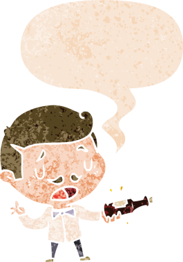 Bir insan tarafından çizilmiş grunge sıkıntılı retro tarzı konuşma balonu ile çizgi film uzmanı