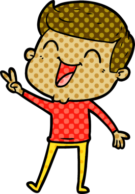 Bir insan tarafından çizilmiş gülen çizgi film adamı.