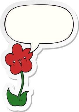 Bir insan tarafından çizilmiş baloncuk çıkartmalı karikatür çiçeği.